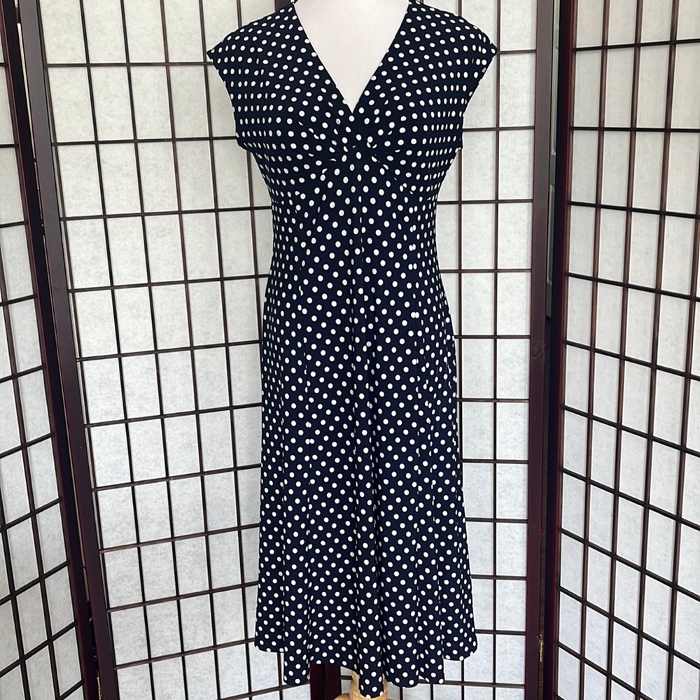 LAUREN Ralph Lauren Navy Polka Dot Dress Size 10